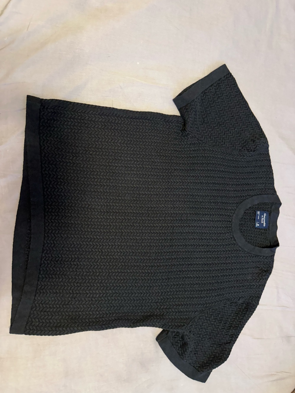 Abercrombie & Fitch Black Textured Short Sleeve
